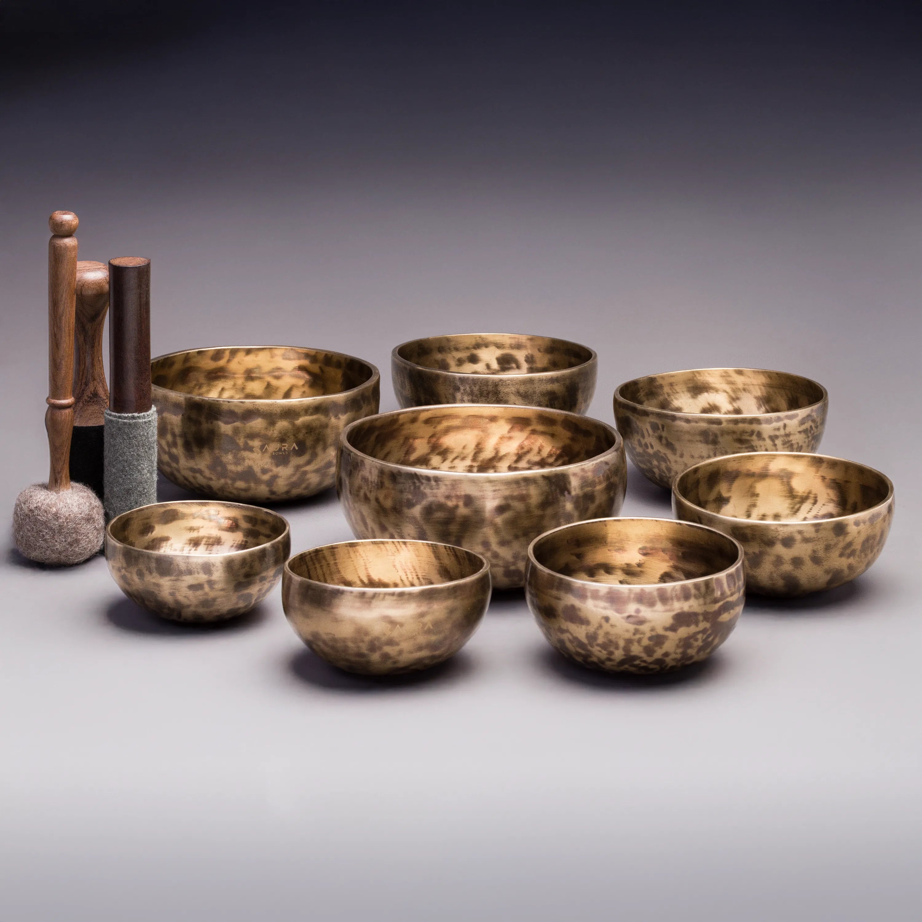 Sound Practitioners Choice – 8 pc. Chakra-tuned Tibetan Singing Bowl Set C8S-55